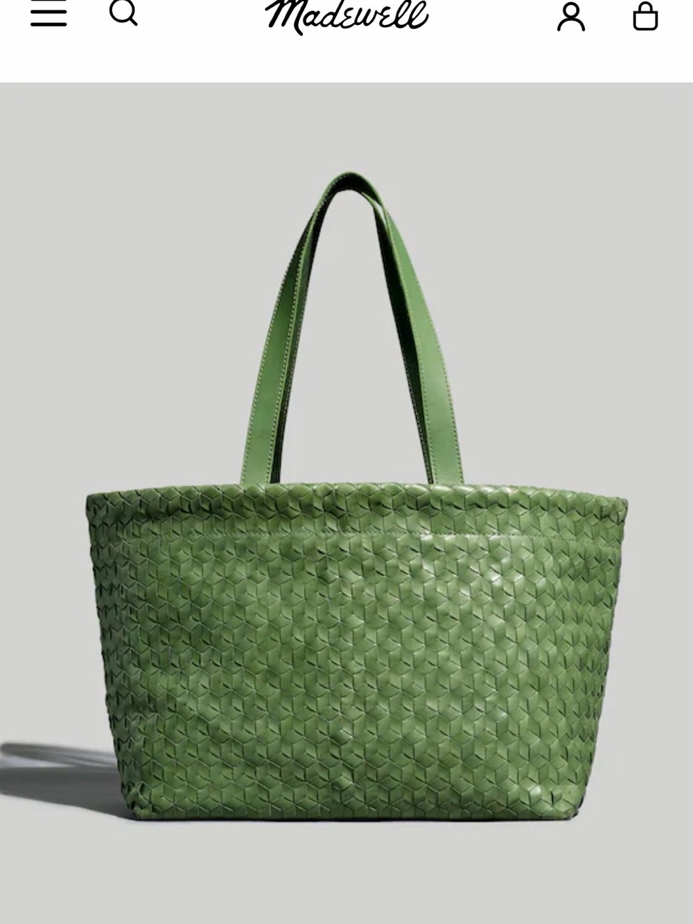 Madewell Large Woven Leather Tote Bag (Sweet Basil) - Picture 1 of 9